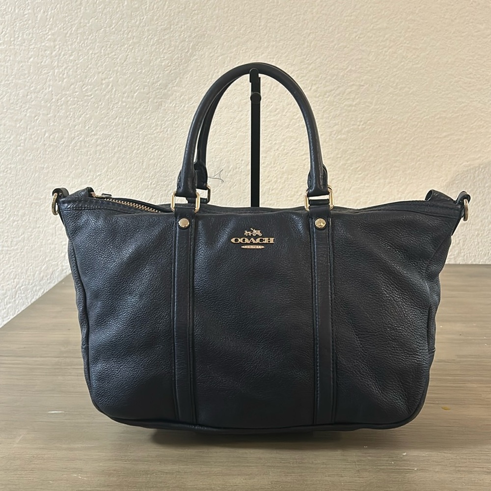 COACH CENTRAL SATCHEL IN PEBBLE LEATHER (COACH F55662) Blue